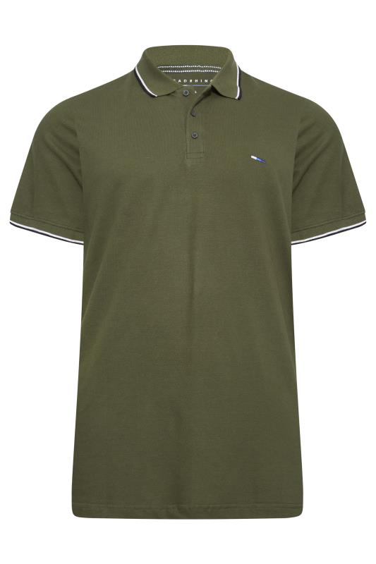 BadRhino Big & Tall Khaki Green Essential Tipped Polo Shirt 3