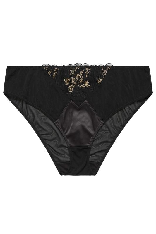 YOURS Plus Size Black Lace Embroidered Front Briefs | Yours Clothing 4