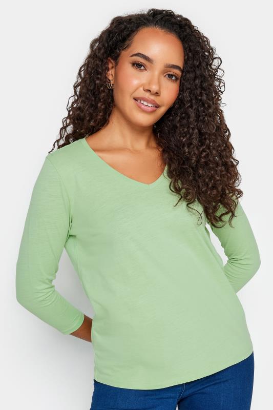 M&Co Green V-Neck Cotton T-Shirt | M&Co 1