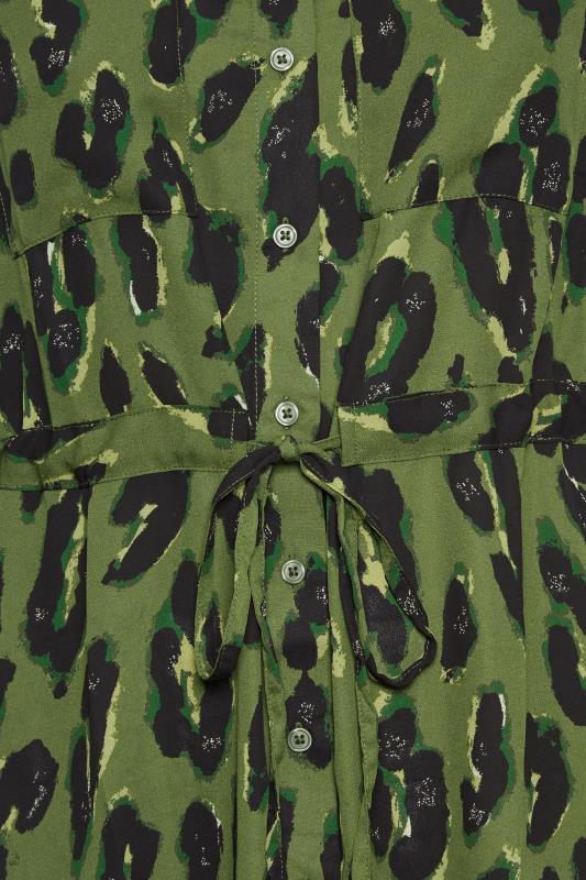 YOURS Plus Size Khaki Green Leopard Print Utility Tunic Shirt | Yours Clothing 5