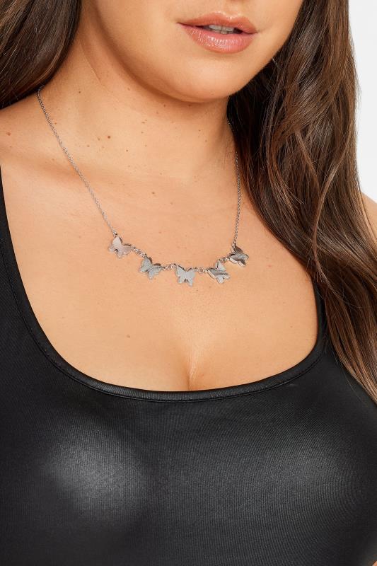 Plus Size  Silver Tone Butterfly Necklace