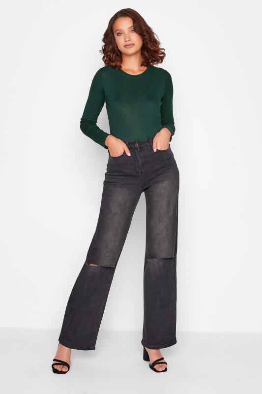 LTS Tall Women's Forest Green Ribbed Long Sleeve Bodysuit | Long Tall Sally 2
