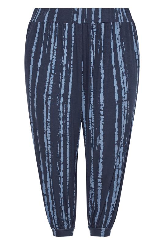 Plus Size Blue Tie Dye Crop Jersey Joggers | Yours Clothing 3