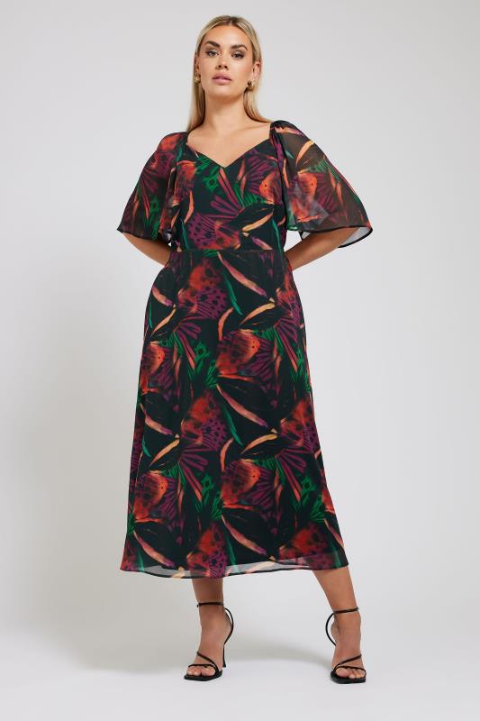 YOURS LONDON Plus Size Black Butterfly Print Maxi Dress | Yours Clothing 2