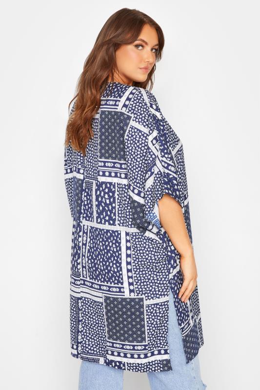 LIMITED COLLECTION Curve Navy Blue Patchwork Print Kimono 3