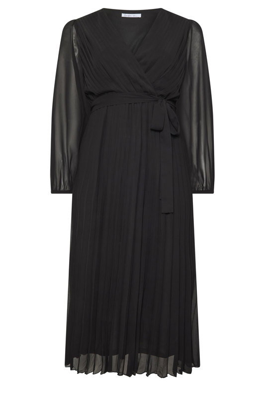 ladies plus size wrap dresses Yours London Women's Black Pleated Long Sleeve Dress Size 8 Angelino Sales Products