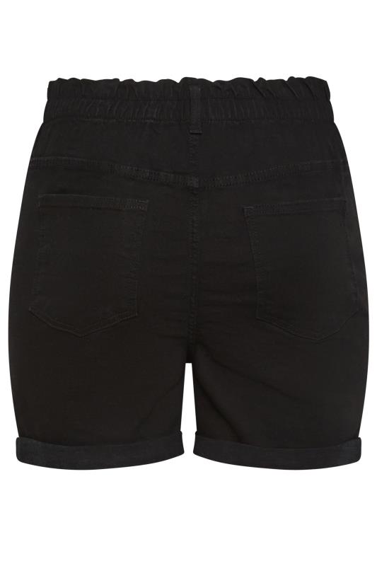 YOURS Plus Size Black Elasticated Waist Denim Shorts | Yours Clothing 5