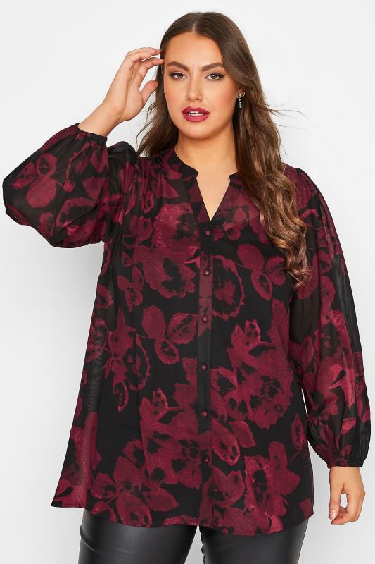 YOURS LONDON Curve Black Floral Print Blouse | Yours Clothing 1