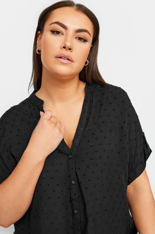 YOURS Plus Size Black Spot Print Button Through Shirt | Yours Clothing 4