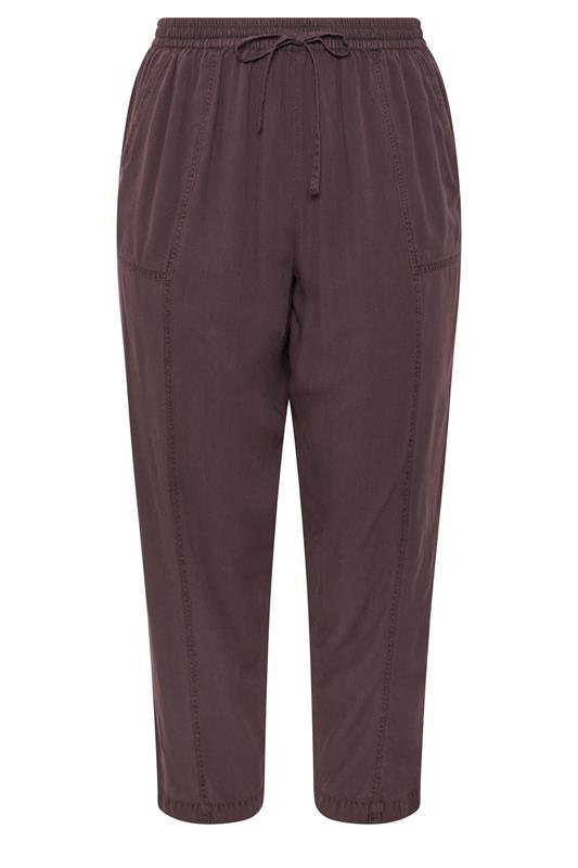 YOURS Plus Size Purple Chambray Barrel Trousers | Yours Clothing 5