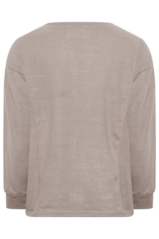 Plus Size Mocha Brown V-Neck Soft Touch Fleece Sweatshirt | Yours Clothing 7