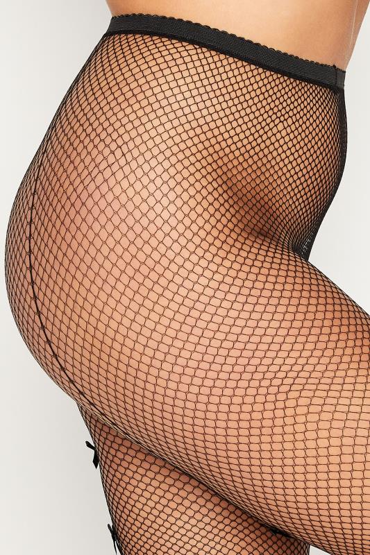 Black Fishnet Bow Seamed Tights | Yours Clothing 2