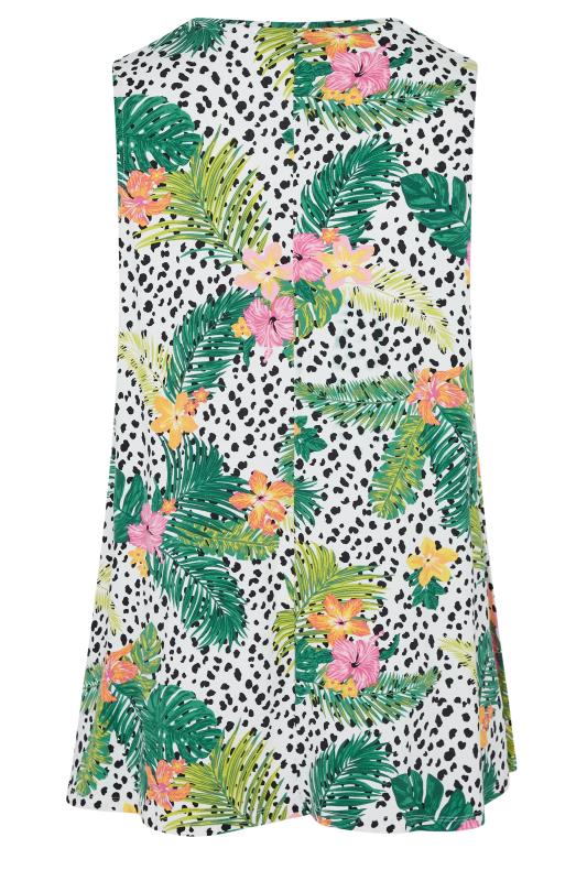 YOURS Plus Size White Tropical Floral Print Vest Top | Yours Clothing 7