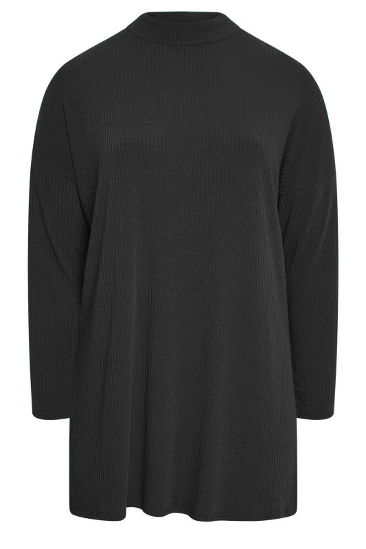 YOURS Plus Size Black Ribbed Turtle Neck Top | Yours Clothing 7