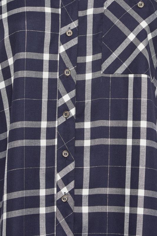 YOURS Plus Size Curve Navy Blue Check Boyfriend Shirt | Yours Clothing  5