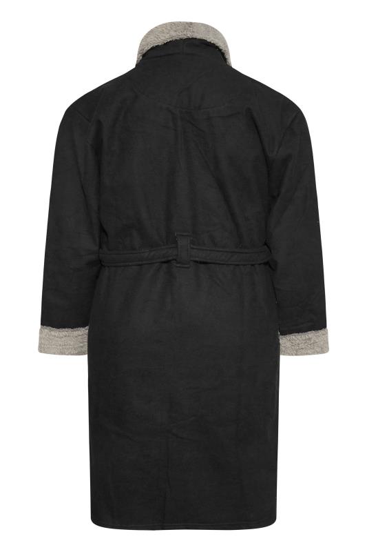 KAM Big & Tall Black Sherpa Lined Dressing Gown 4
