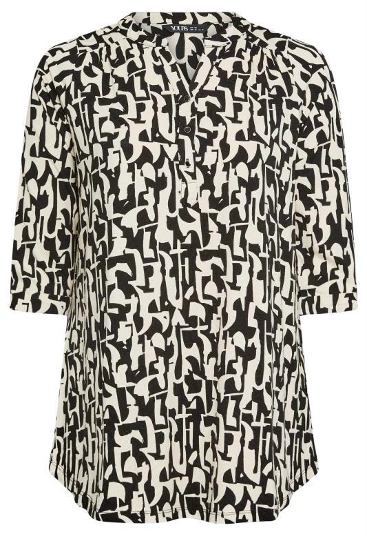 YOURS Plus Size Black & Ivory White Abstract Print Oversized Shirt | Yours Clothing 5