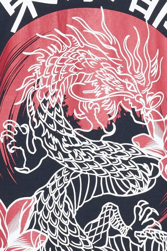 BadRhino Big & Tall Navy Blue Japanese Dragon Graphic T-Shirt | BadRhino 8