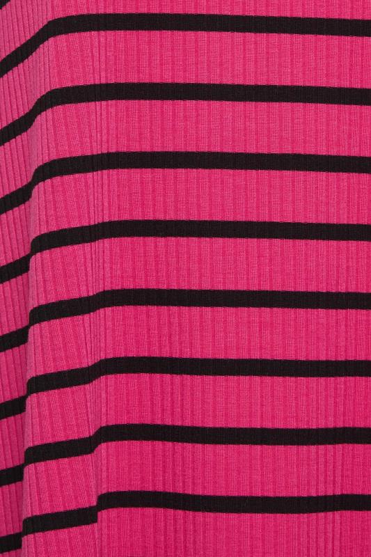 YOURS Curve Plus Size Hot Pink Stripe Ribbed Swing T-Shirt | Yours Clothing  5