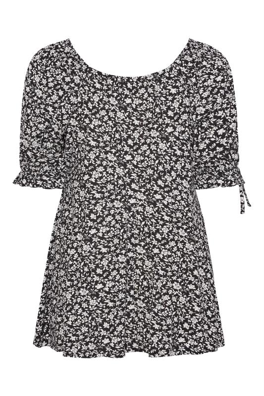 LIMITED COLLECTION Curve Black Ditsy Print Milkmaid Top 6