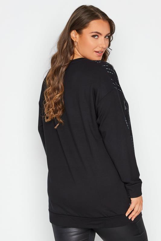 Plus Size Black Diamonte Embellished Star Sweatshirt | Yours Clothing  3