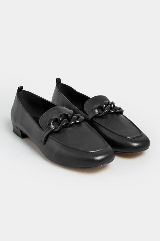 LIMITED COLLECTION Black Chain Loafers In Wide E Fit | Yours Clothing 1