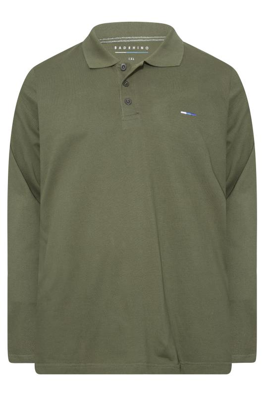 BadRhino Khaki Essential Long Sleeve Polo Shirt_F.jpg