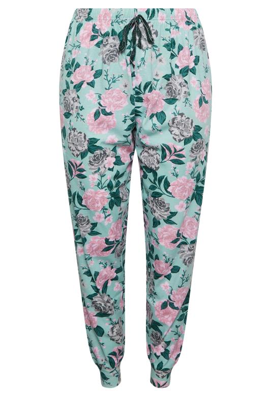 YOURS Plus Size Green Floral Cuffed Pyjama Bottoms | Yours Clothing  4