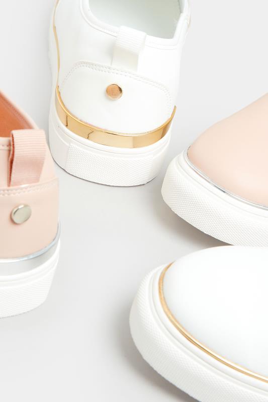 Pink & Silver Hardware Slip-On Trainers In Extra Wide EEE Fit | Yours Clothing 6