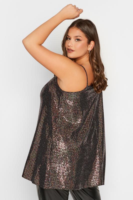 LIMITED COLLECTION Plus Size Pink Glitter Cowl Neck Cami Top | Yours Clothing 3