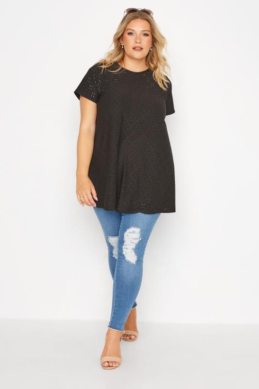 Curve Black Broderie Anglaise Swing T-Shirt 2
