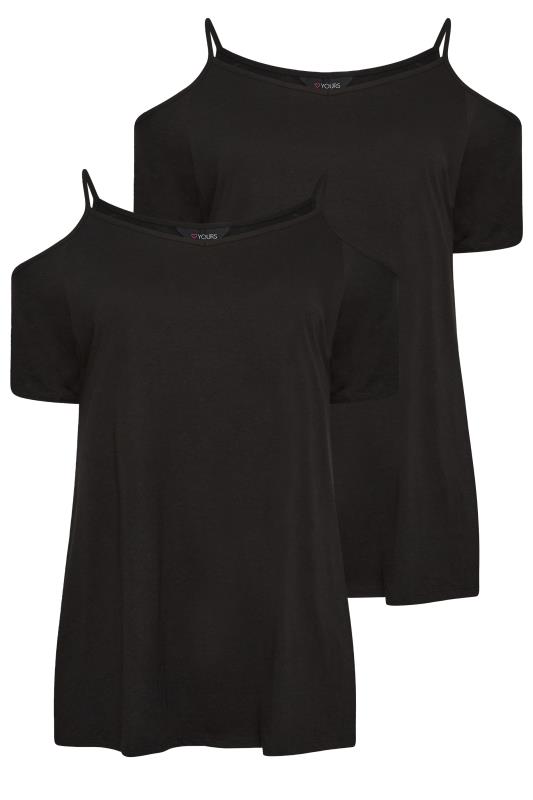 YOURS Plus Size 2 PACK Black Cold Shoulder T-Shirts| Yours Clothing  6