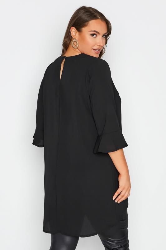 YOURS LONDON Black Flute Sleeve Tunic Top | Yours Clothing 3