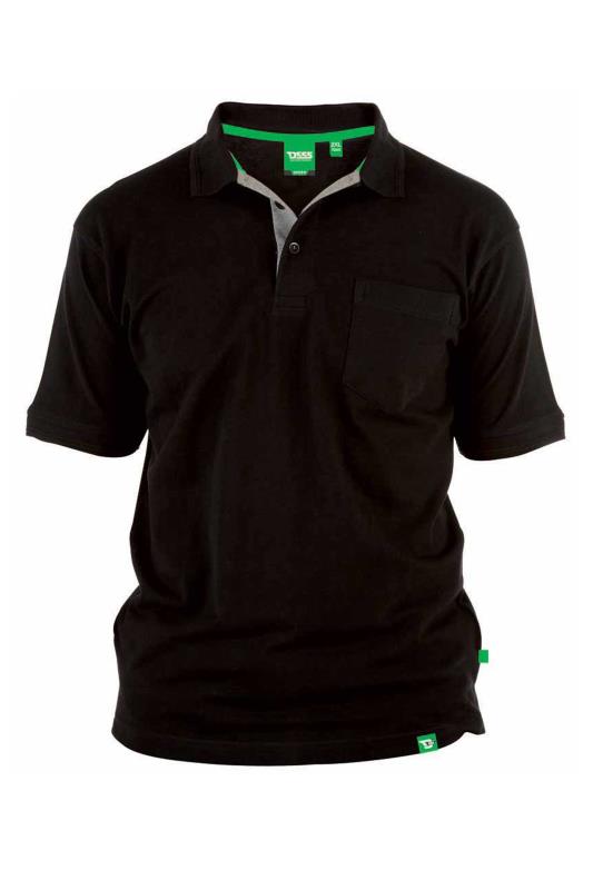 D555 Big & Tall Black Basic Polo Shirt 2