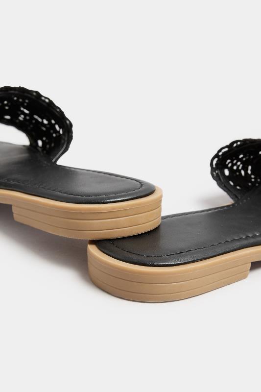 Black Crochet Mule Sandals In Extra Wide EEE Fit 4