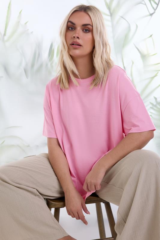 LIMITED COLLECTION Plus Size Pink Step Hem Top | Yours Clothing 1