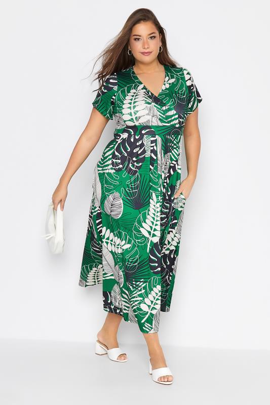 Curve Green Tropical Print Wrap Dress_B.jpg