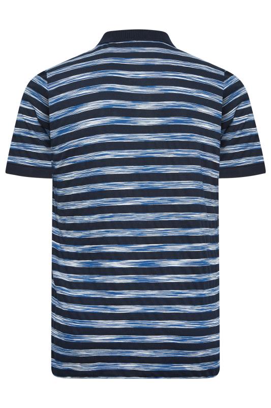 BadRhino Big & Tall Navy Blue Stripe Print Polo Shirt | BadRhino 5