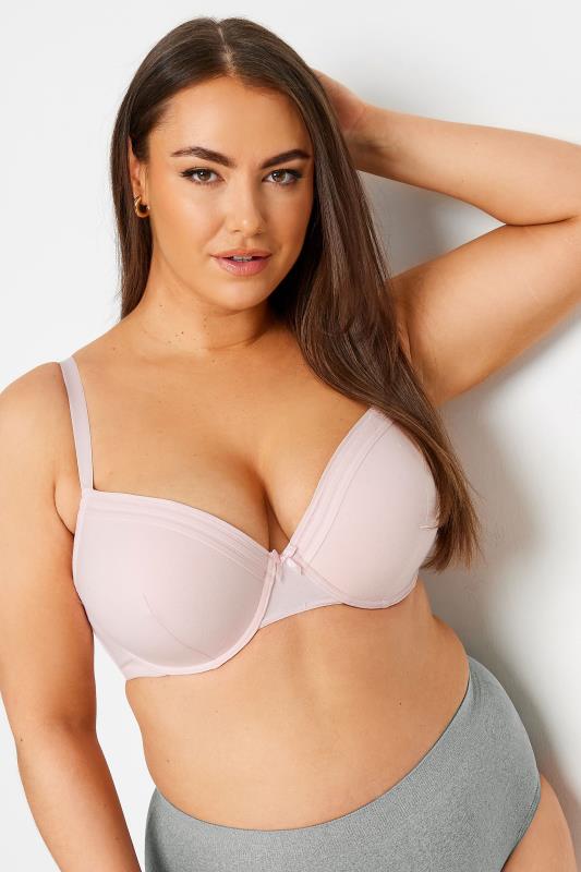 YOURS 2 PACK Grey Marl & Pink Lace Trim Padded Bra | Yours Clothing 3
