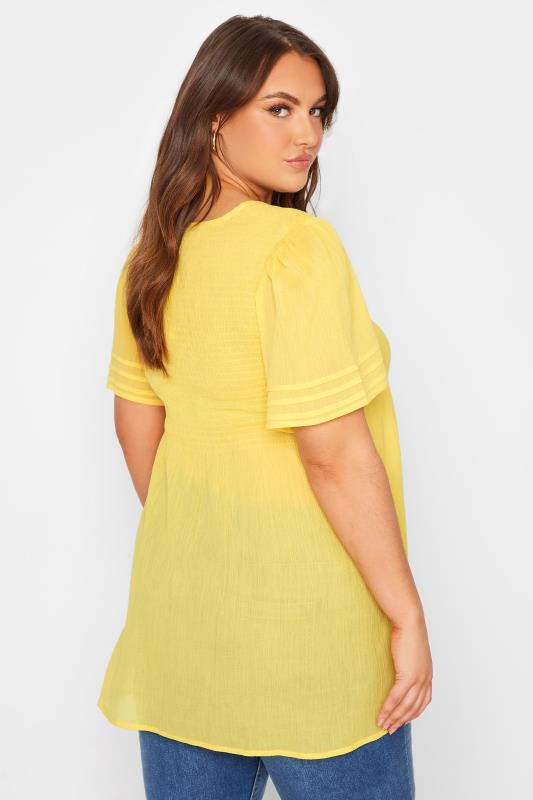 LIMITED COLLECTION Curve Lemon Yellow Shirred Smock Top_C.jpg