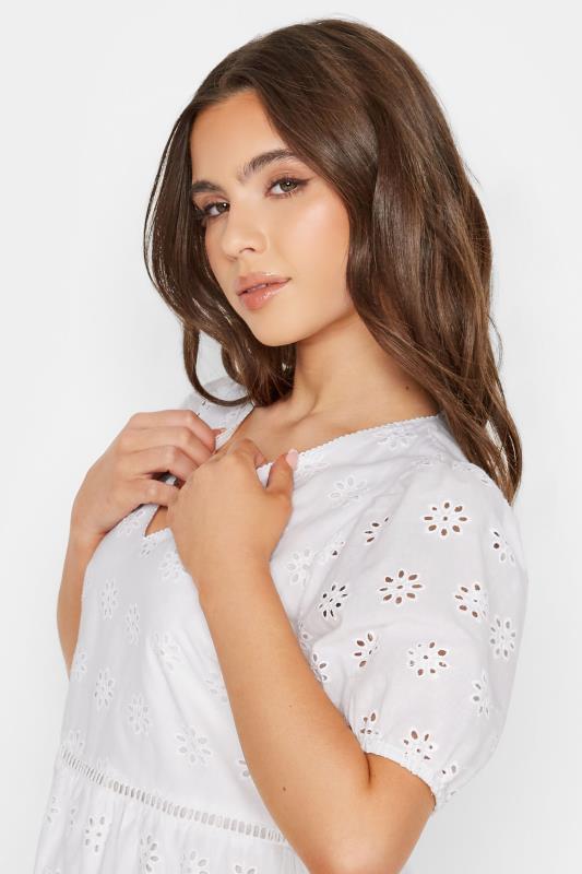 Petite White Broderie Short Sleeve Maxi Dress | PixieGirl 4