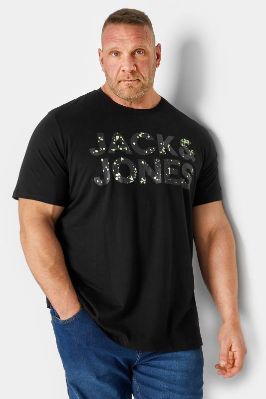 JACK & JONES Big & Tall Black Logo Short Sleeve T-Shirt | BadRhino 1