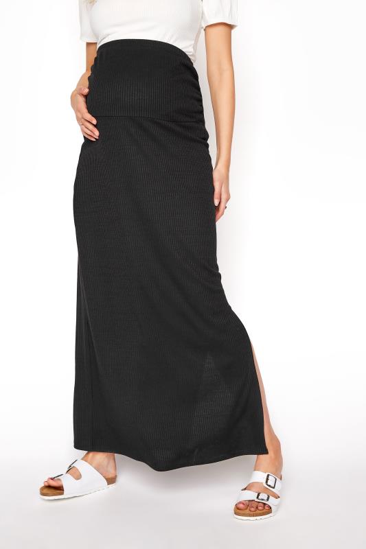 LTS Tall Maternity Black Ribbed Maxi Skirt 2