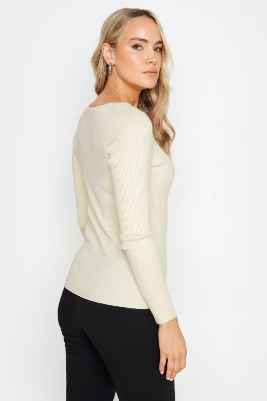 LTS Tall Ivory Ribbed Sweetheart Jumper | Long Tall Sally  5