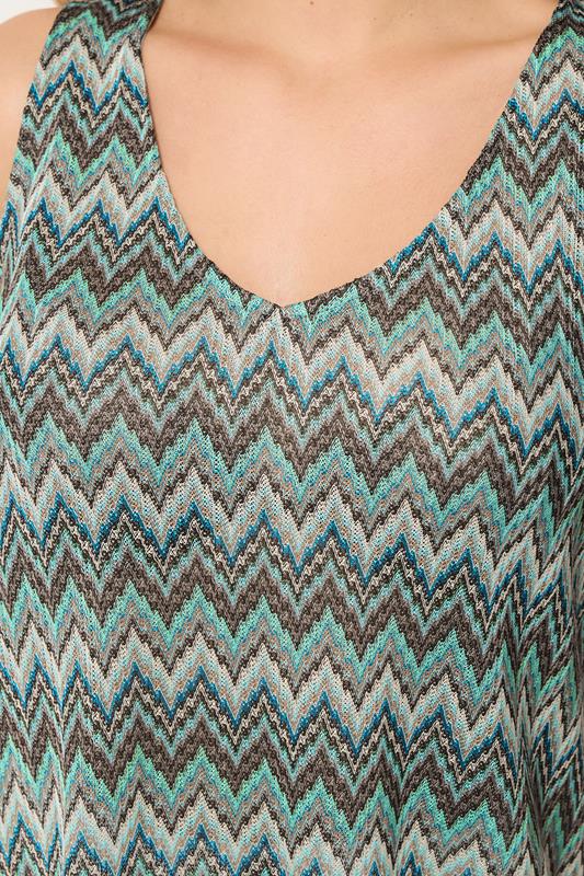YOURS Plus Size Blue Zig Zag Vest Top | Yours Clothing 4