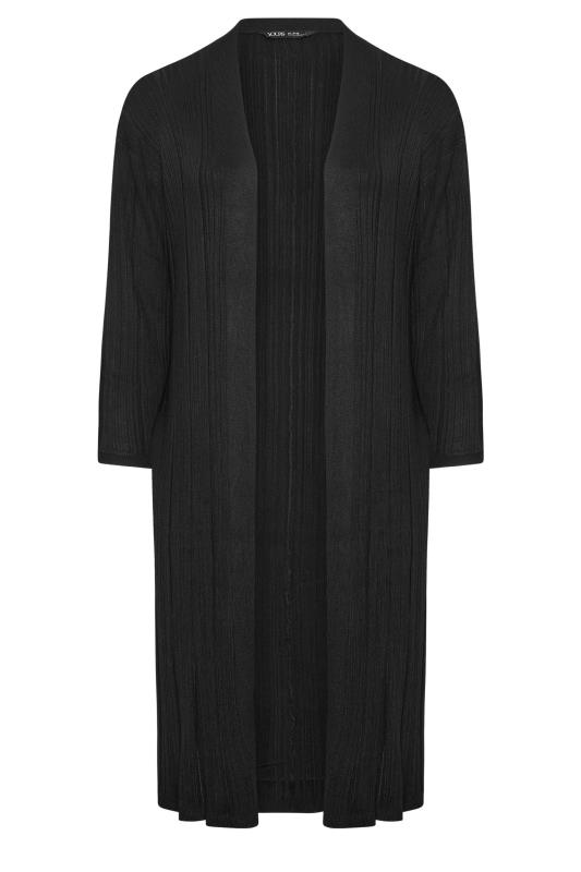 YOURS Plus Size Black Longline Ribbed Cardigan | Yours Clothing 5