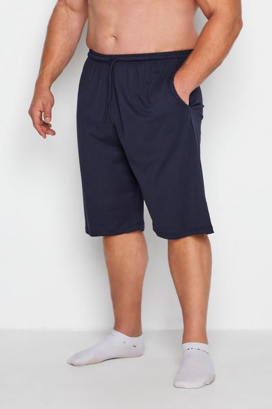  Grande Taille KAM 2 PACK Navy Blue & Check Lounge Shorts