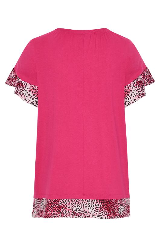 Plus Size Pink Animal Print Contrast Trim Tunic Top | Yours Clothing 7
