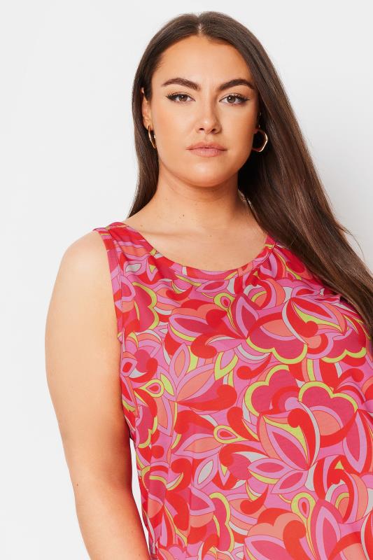 YOURS Plus Size Pink Abstract Floral Print Vest Top | Yours Clothing 4