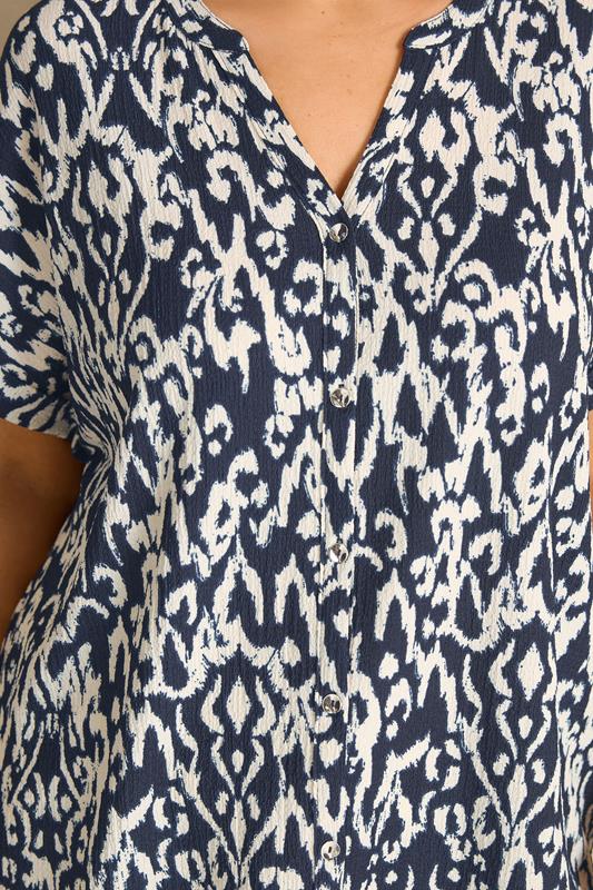 EVANS Plus Size Navy Blue Ikat Print Shirt | Evans  4